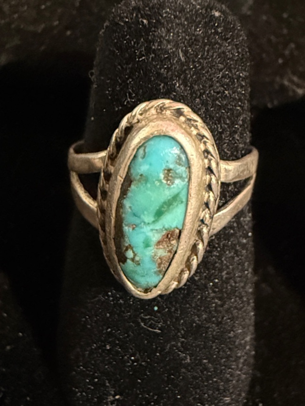 Vintage Navajo Sterling Silver Turquoise Ring Size 4.75